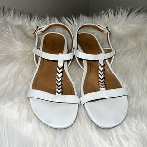 Vionic Port Cali White Wedge Strappy Leather Sandal Size 8M
